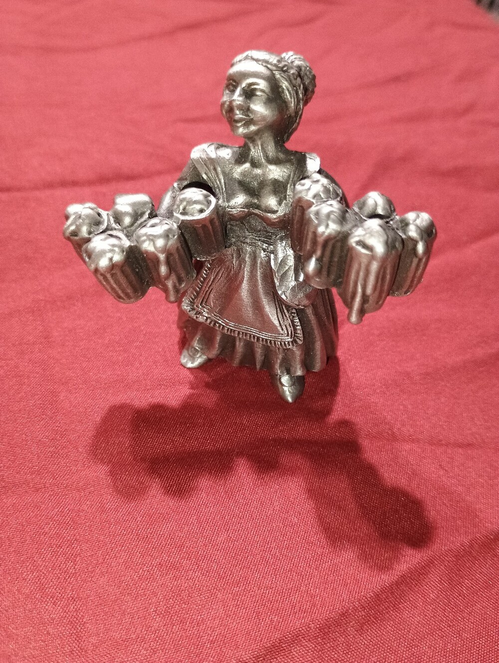 Vintage Silver Metal (Pewter) Figurine of German Barmaid